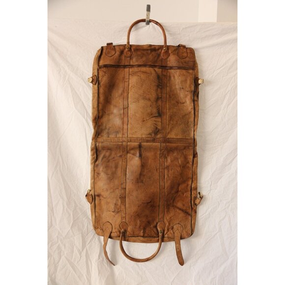 Vintage R.O.N.A. "Go Anywhere" Leather Garment Bag 1970's Handmade Argentina - Picture 2 of 7